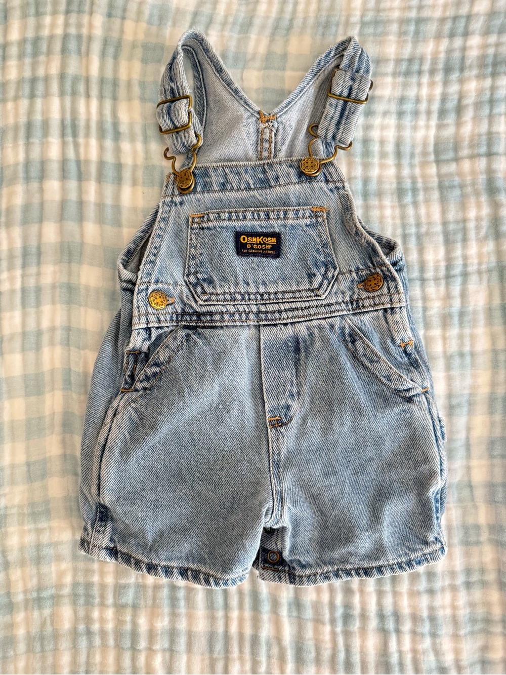 Vintage OshKosh B'gosh Light Blue Denim Kids Short Overalls